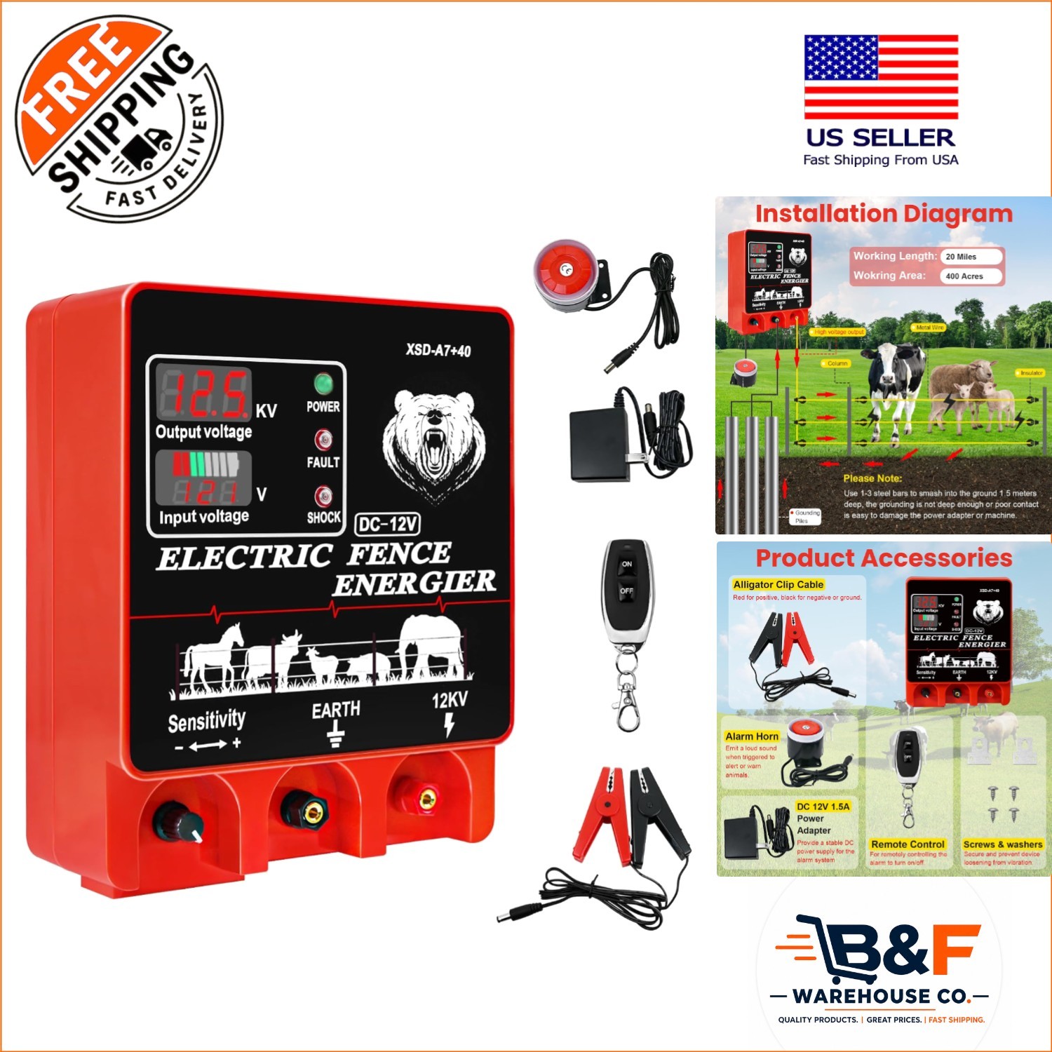 12KV Electric Fence Charger with LCD & Alarm: Effective for Livestock Determent