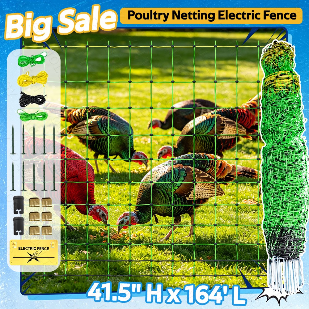 41.5″ Height 164′ Length Mesh Net for Chickens,Ducks, Geese,Turkeys,Farm & Ranch