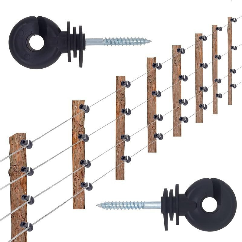 Electric Fence Insulators 15 Pack Screw In Black Ring Holder For Wire Posts Poly