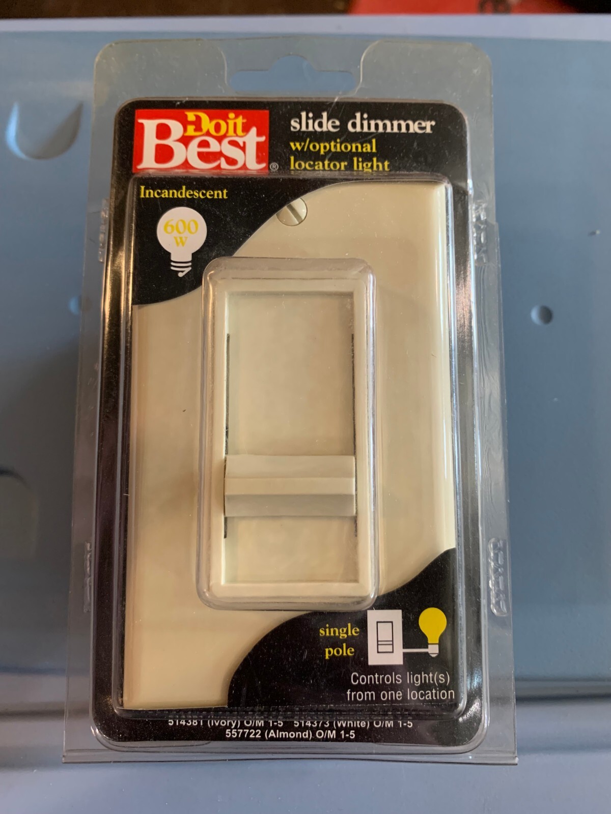SLIDE DIMMER Ivory w/ optional locator light – single pole – incandescent Do It