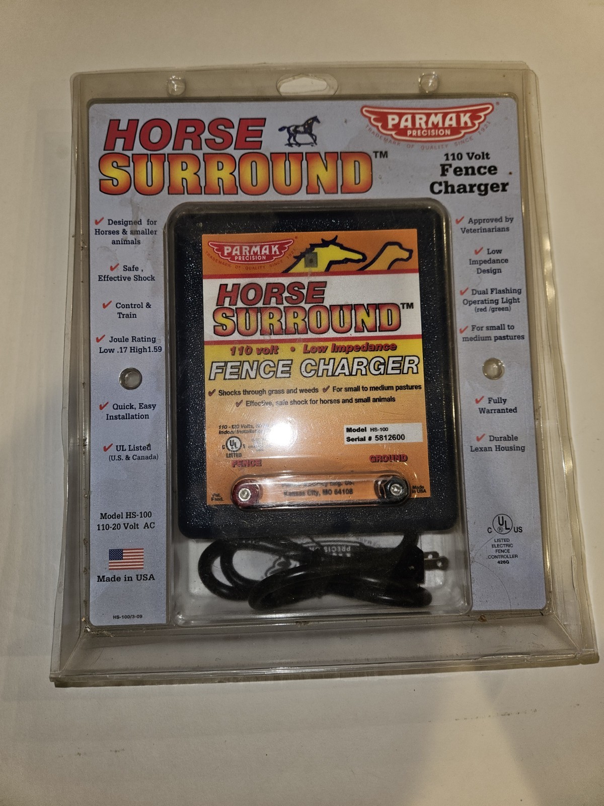 HS-100 110-120 Volt Horse Surround Low Impedance Electric Fence Charger