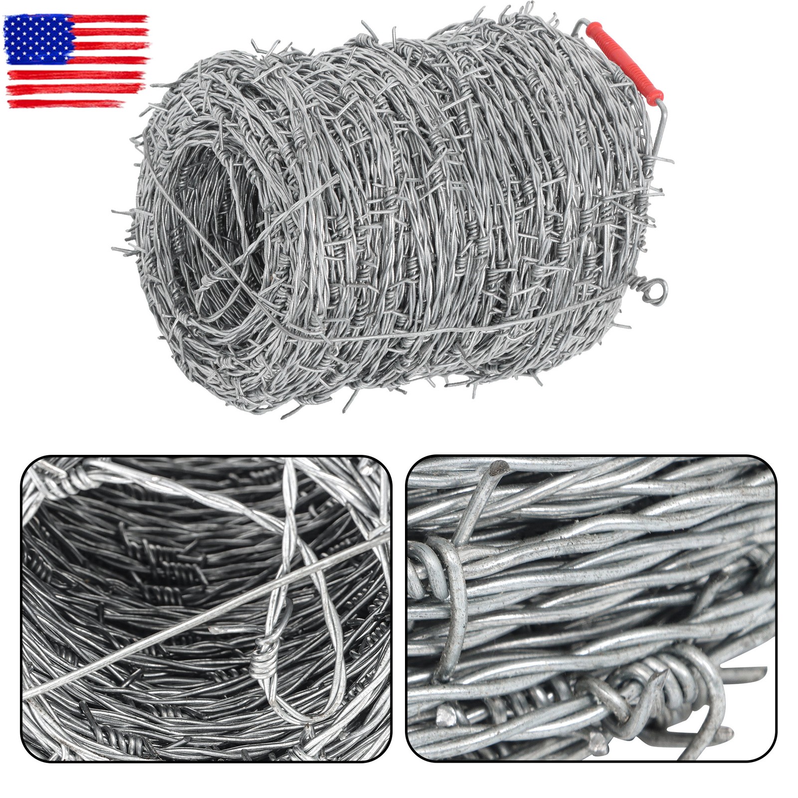 Barbed Wire 328 Ft, 4 Point Barbed Wire Fence, 18 Gauge(1.6mm) Barb Wire Roll