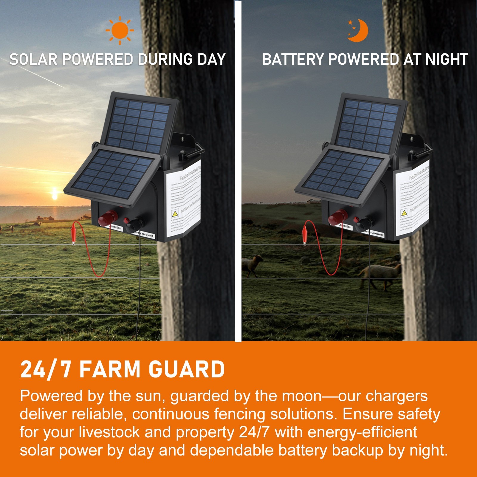 Solar Electric Fence Charger 0.15 Joule Electric Fence Energizer 3 Miles Range