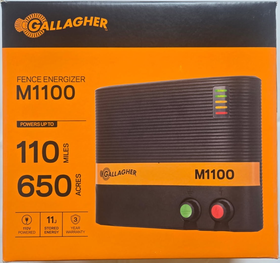 Gallagher M1100 Fence Energizer 110 Miles 650 Acres 110V G324504 NEW Fencer