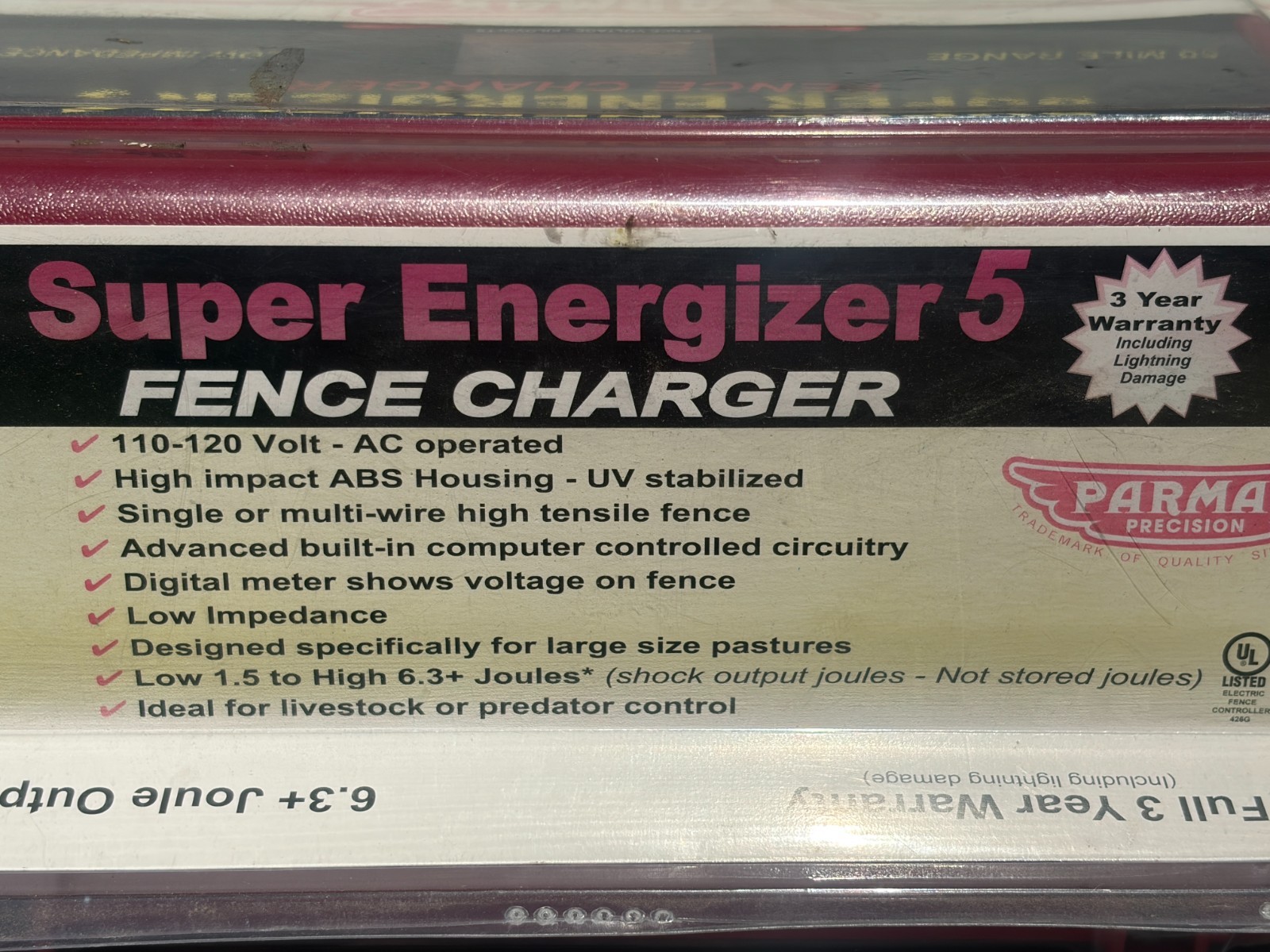 New Parmak SE-5 Super Energizer 5 Electric Fence Charger, 50-Mile, See Stories