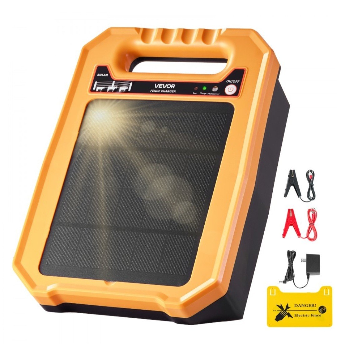 VEVOR 0.3J Solar Electric Fence Charger 1.86 Miles Range Fence Energizer