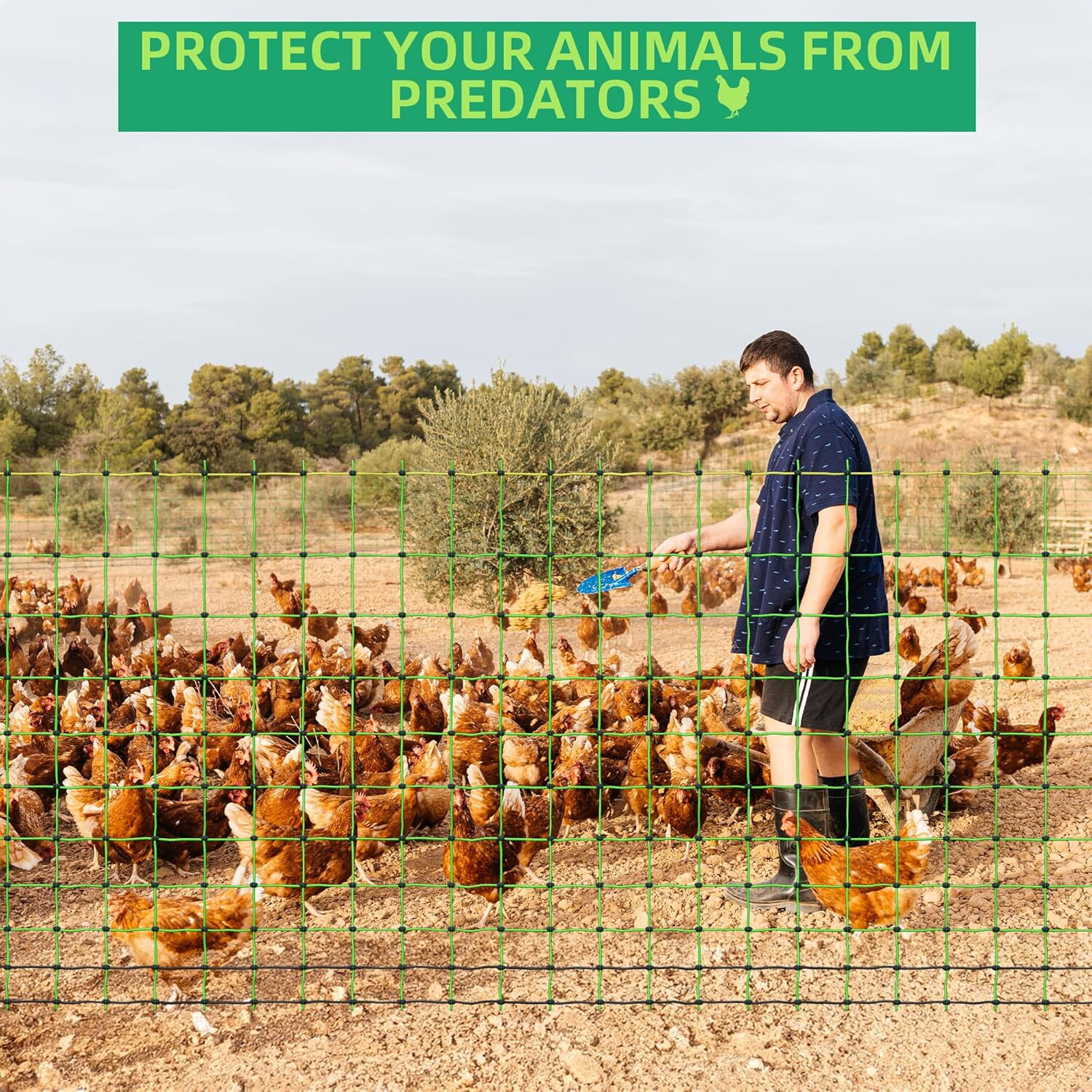 49.6″H x 164′ L, Portable Livestock Nets Mesh For Backyards, Homesteaders, Farms