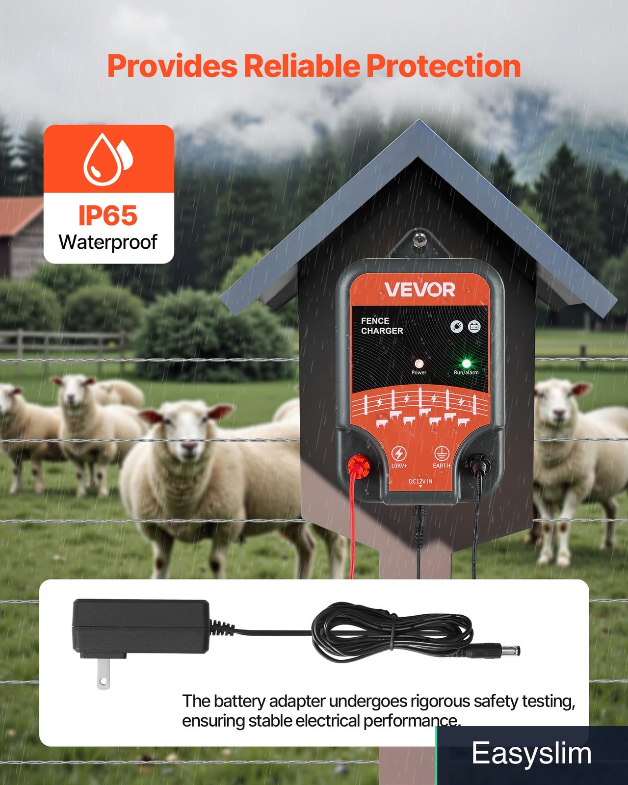 Electric Fence Charger 10kV 2 Joule AC DC Solar Power LED Indicator