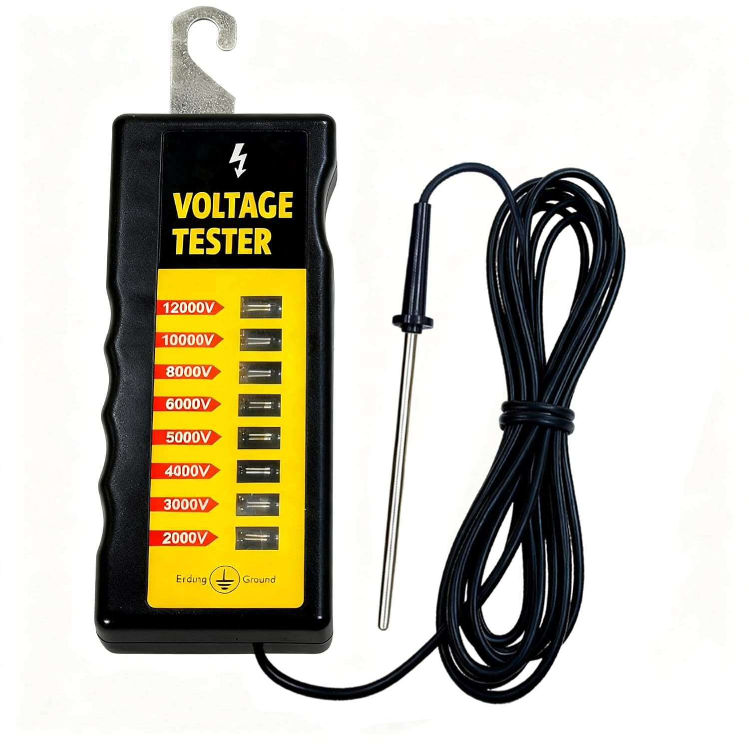 Electric Fence Tester & Voltage Detector 2000V-12,000V Wide Range | 8 Neon Light