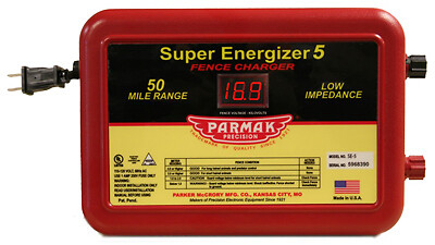 Parmak SE-5 Super Energizer 5 Electric Fence Charger, 50-Mile, Low Impedance,