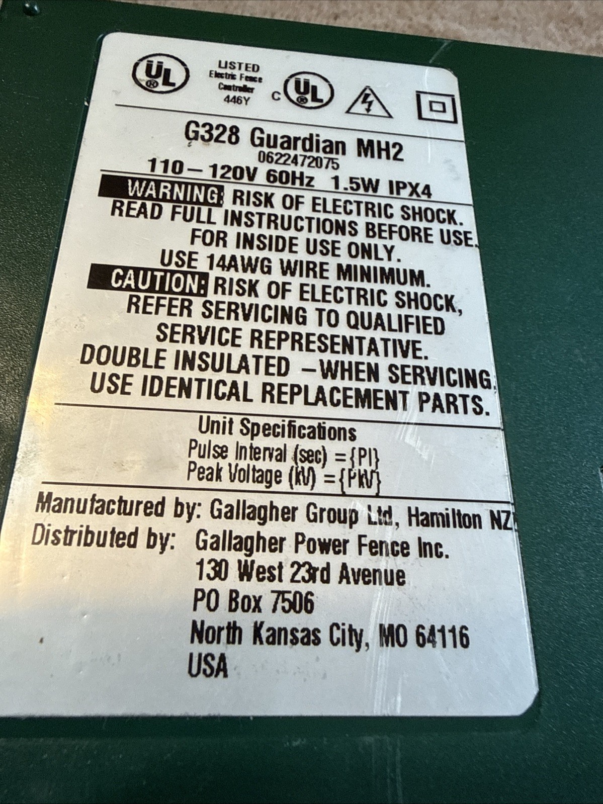 Gallagher Guardian MH2 electric fence energizer