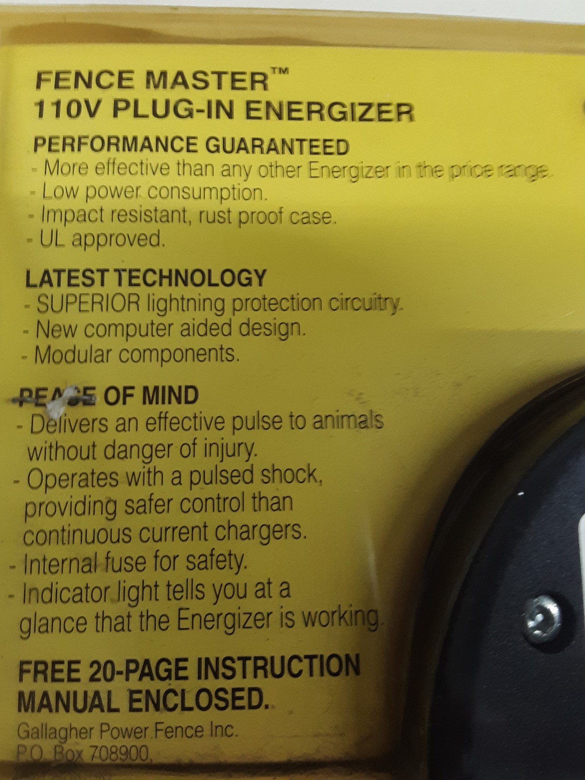 NEW Gallagher Electric Fence Energizer Charger G330 110V 60Hz