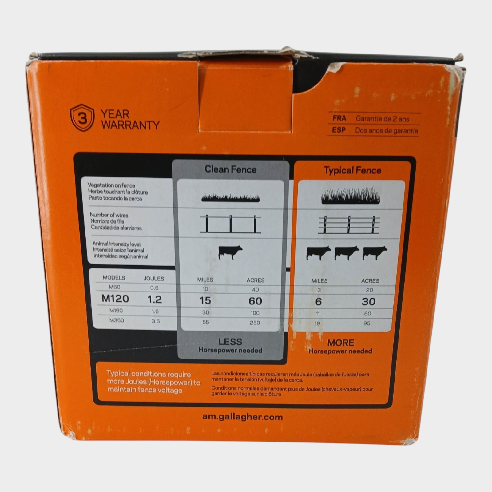 Gallagher M120 Electric Fence Charger Power Up to 15 Miles 60 Acres of Clean Fen