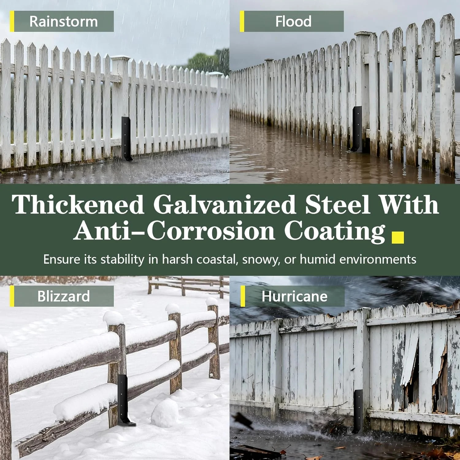 Heavy Duty Fence Post Anchor, Thickened Fence Post Repair Kit, Ground Stakes for