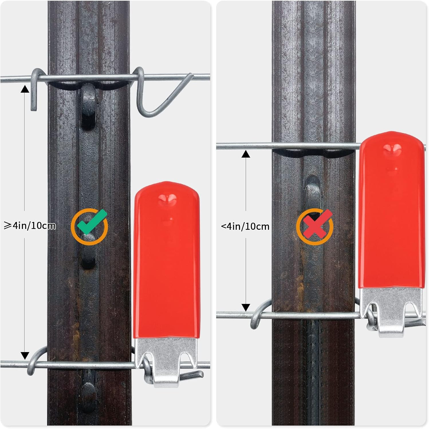 T-Post Clip Tool for Fence Wire Twisting – Red Rubber-Coated Handle (2 Pcs)