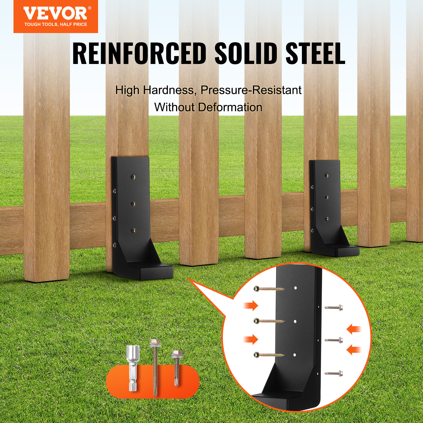 VEVOR Fence Post Anchor Repair Kit 4 Pack Inner 3.5 x3.5 Inches Support Stakes