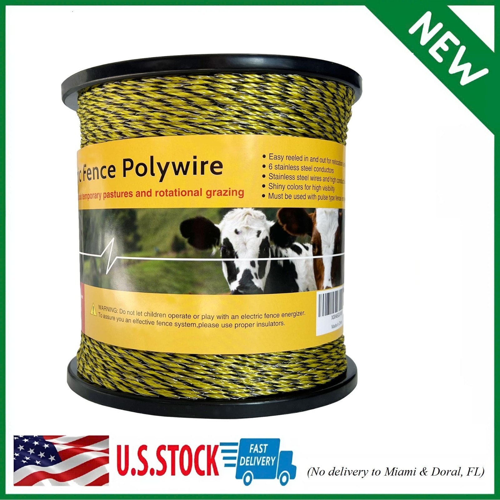 Upgraded Electric Fence Polywire 3366 Feet 3366 Feet,1026 Meters, Yellow.