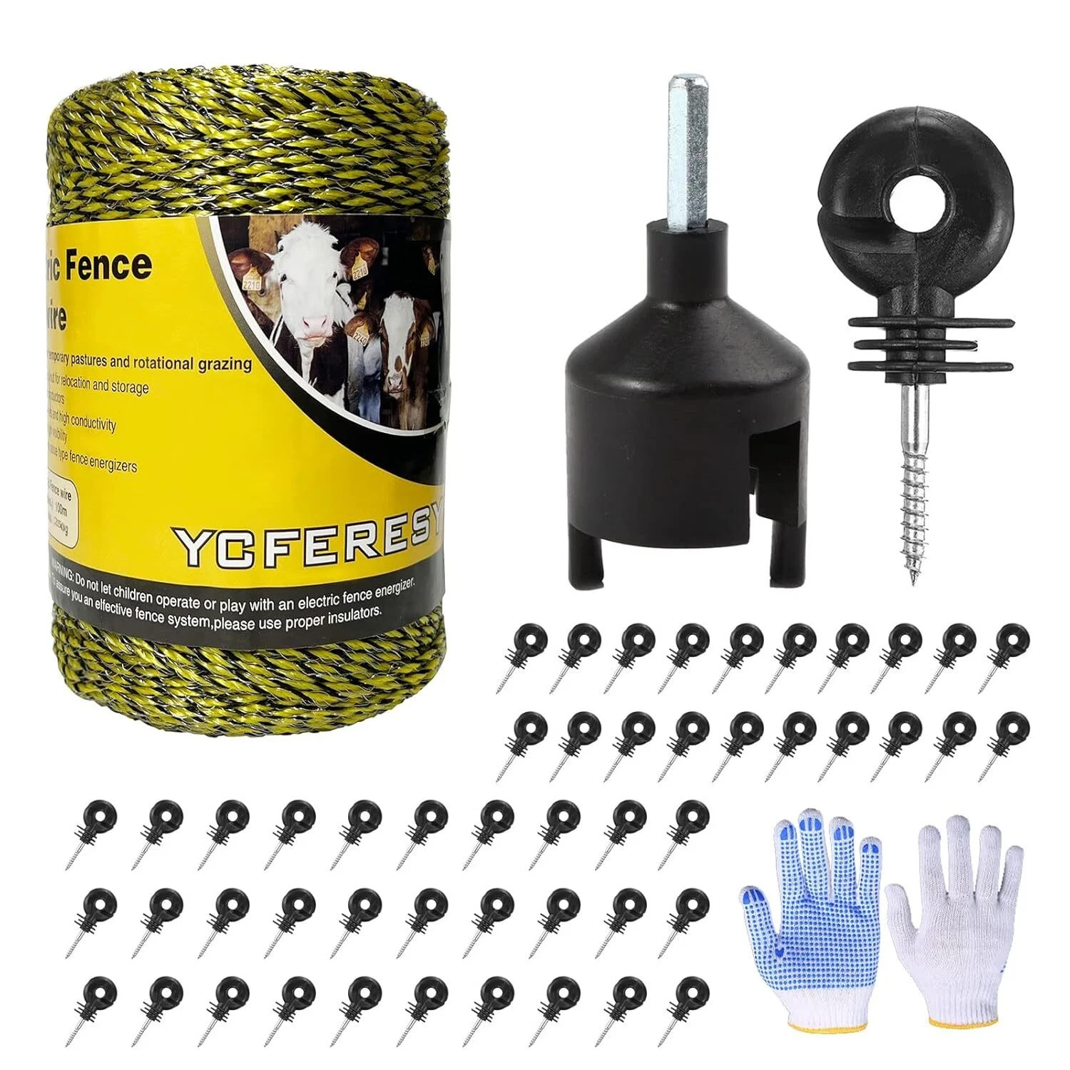 Upgraded Electric Fence Poly Wire 330 Feet 100 Meters and 50 Pcs Bla…
