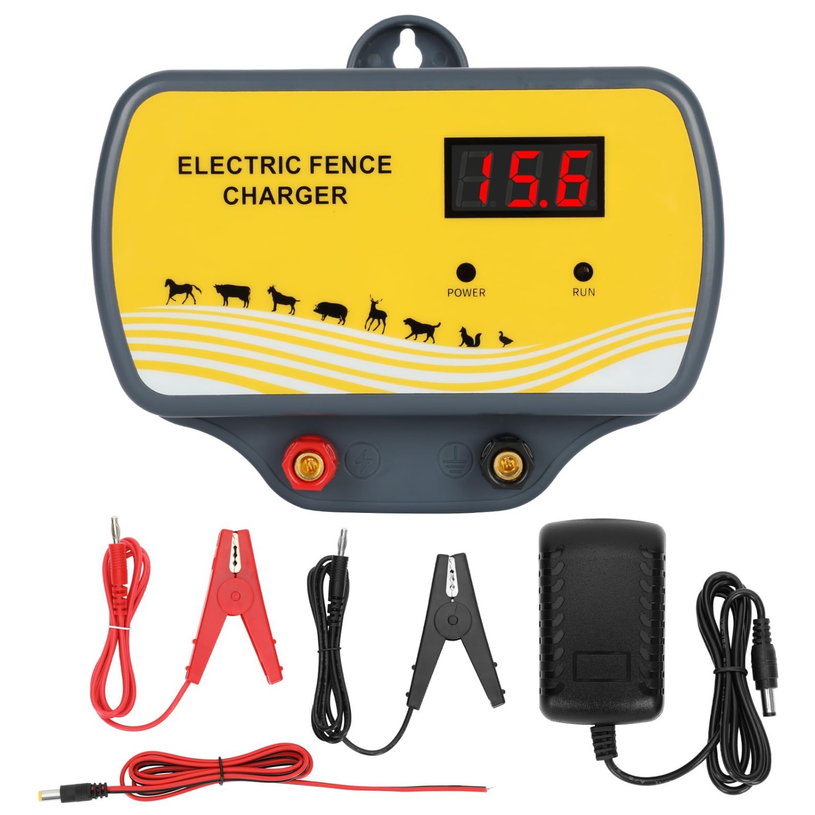 12V Electric Fence Charger 12KV Output, 2 Joule Energizer for 120 Acre Wildlife