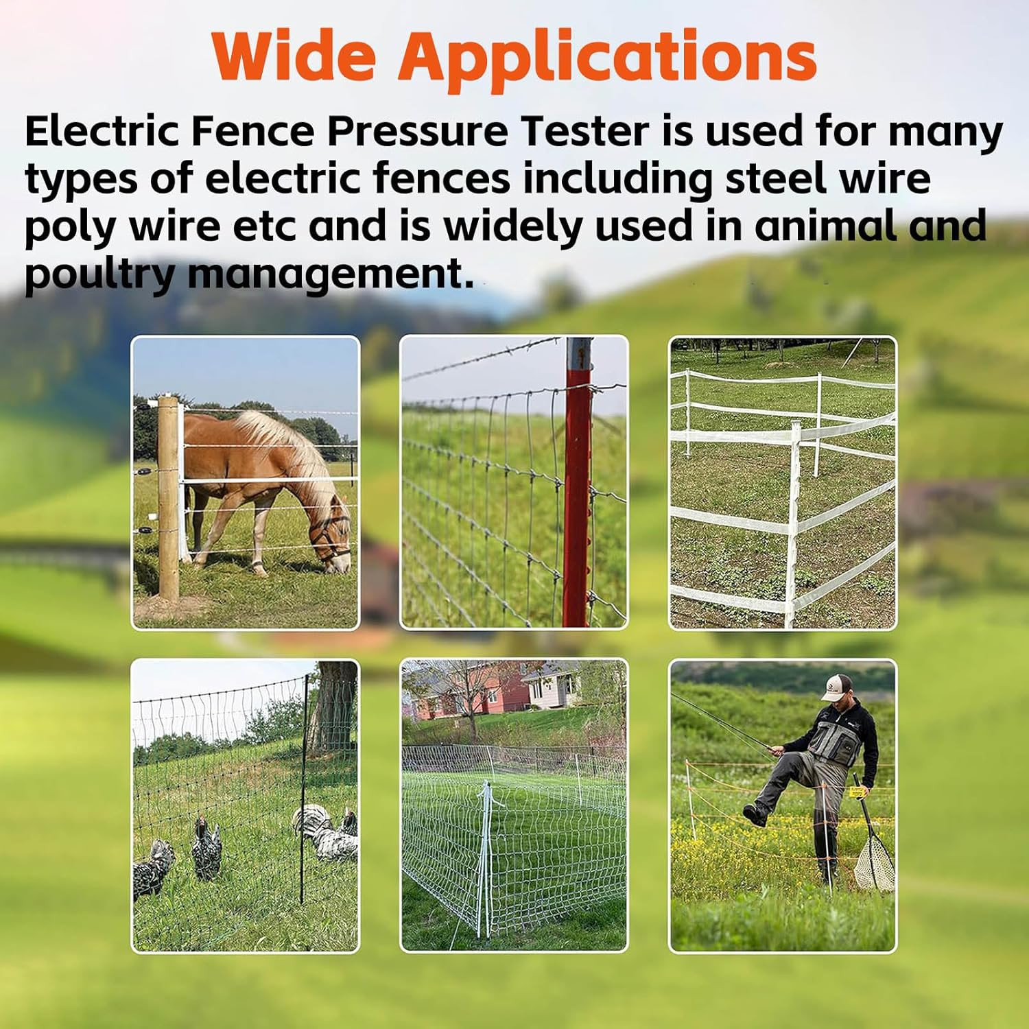 Electric Fence Tester & Voltage Detector 2000V-12,000V Wide Range | 8 Neon Light