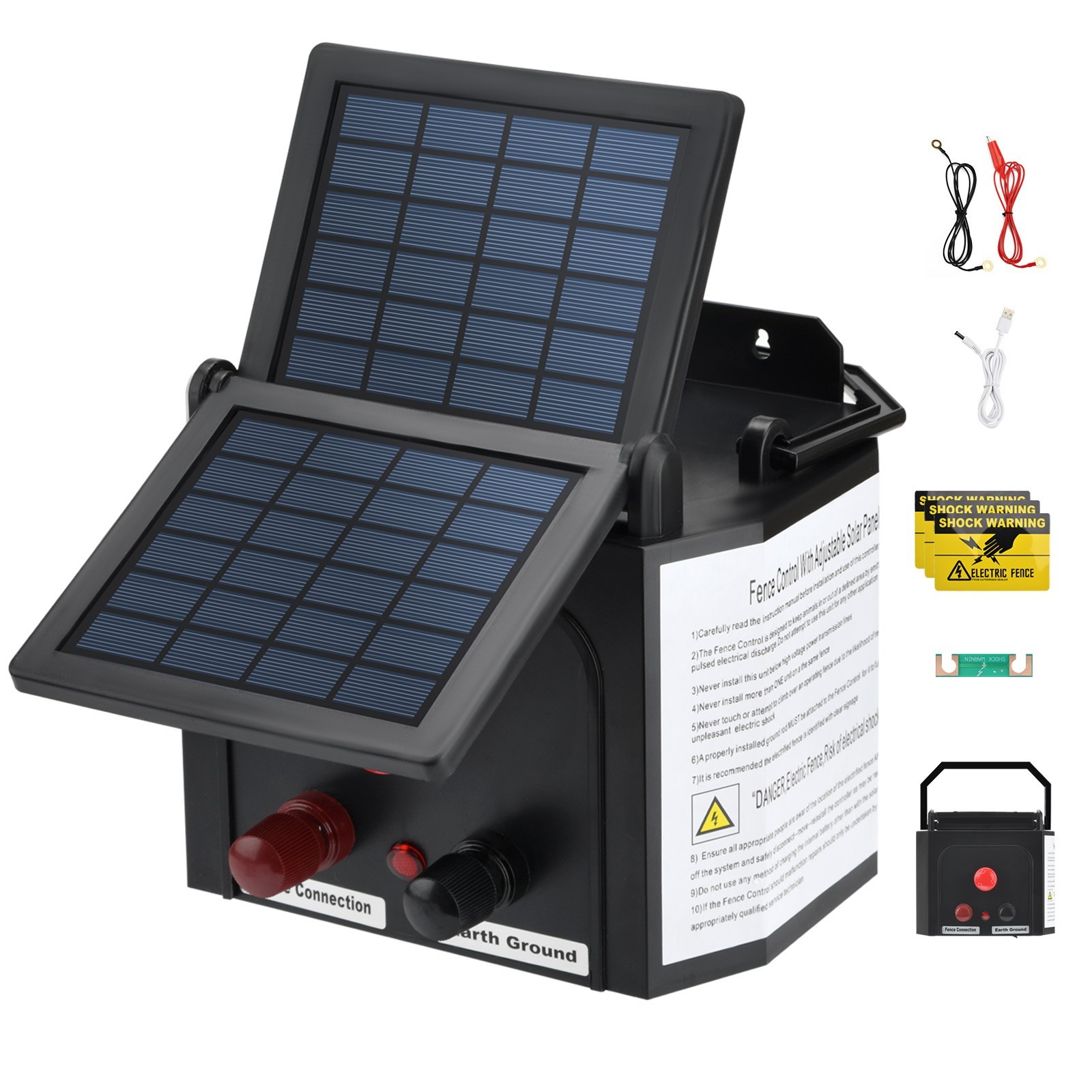 Solar Electric Fence Charger 0.15 Joule Electric Fence Energizer 3 Miles Range