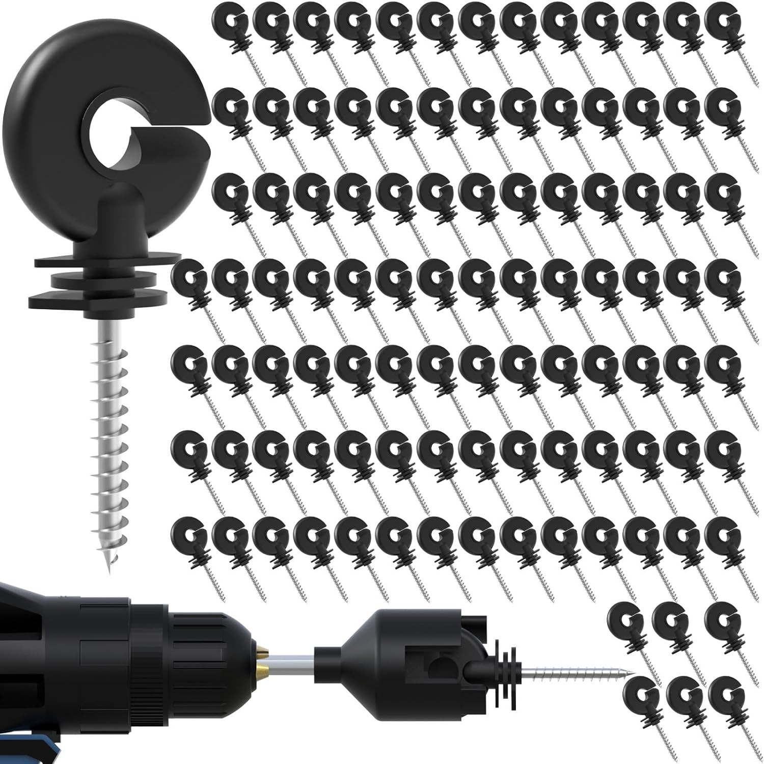 120 Pack Electric Fence Insulators Screw In Ring Post Wood Post Farm Fencing…