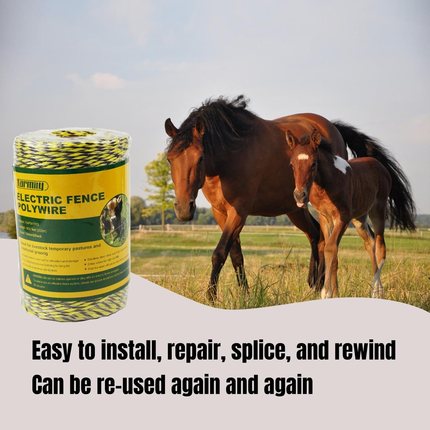Reliable 656ft Electric Polywire for Livestock – UV Treated & High Visibility