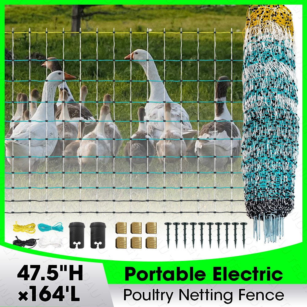 Portable Poultry Netting Electric Fence 164’L x 47.5″H,Electric Fencing Chickens