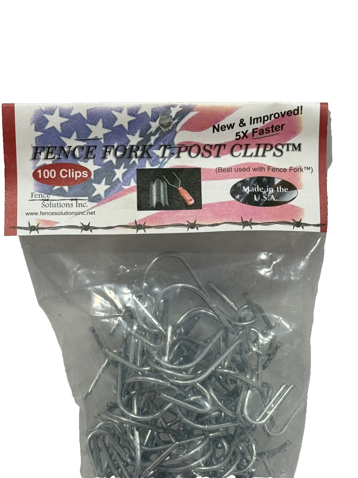 Fence Solutions Fence Fork Newly Designed T-Post Clip 100 Pack 5X Faster USA