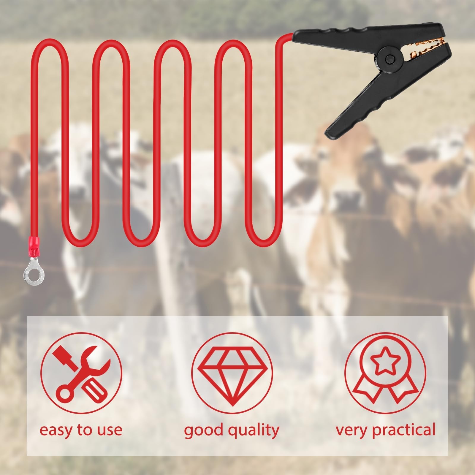 6 Pcs 3ft Solar Electric Fence Wire Connectors with Alligator Clips – Copper Lea