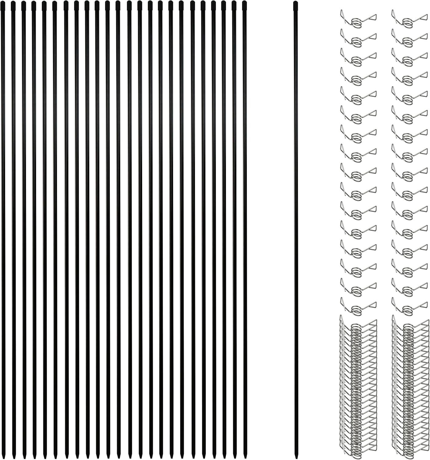45.3 Inch 25 Pcs Fiberglass Electric Fence Posts with 100 Pcs Metal Loops, Tempo