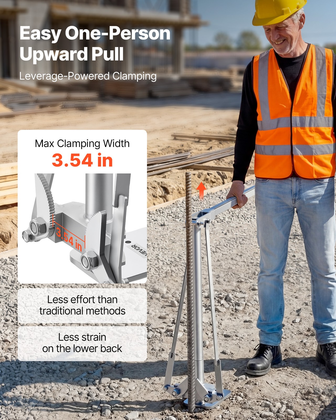 VEVOR T Post Puller Fence Stake and Post Puller 3.54 in Max Clamping Width Jaw