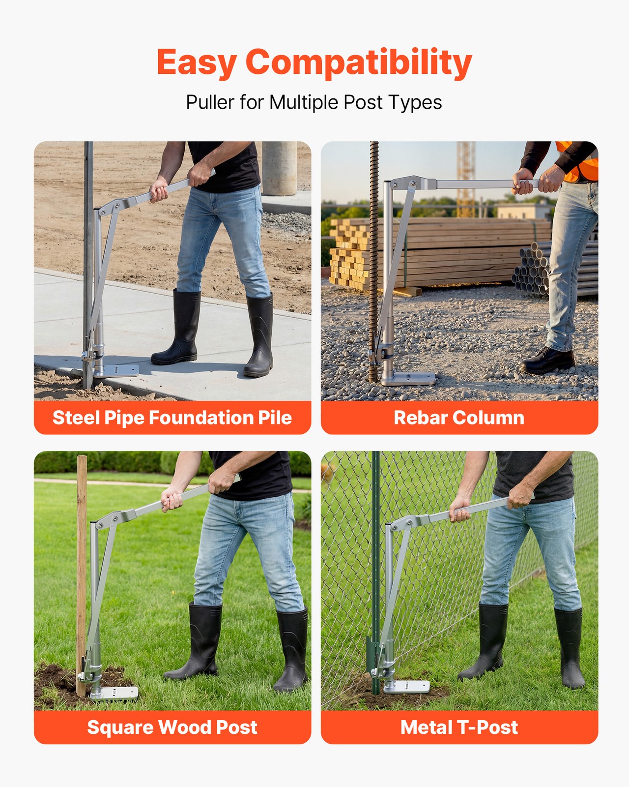 VEVOR T Post Puller Fence Stake and Post Puller 3.54 in Max Clamping Width Jaw