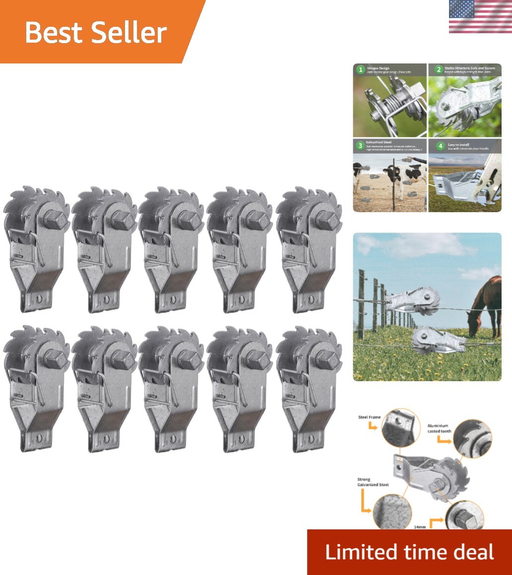 Reliable 10PCS Inline Wire Strainers with Safety Lock Notch for Electric Fences