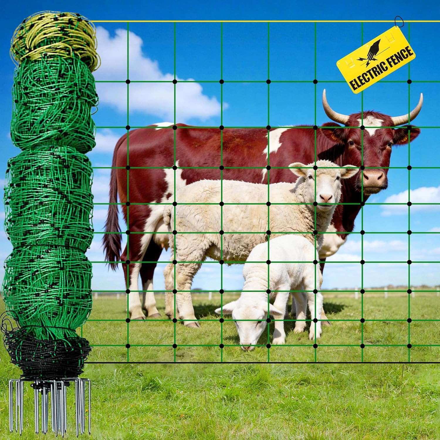 Electric Fence Netting, 164’L X 49.6″ H, Portable Electric Fence for Livestock,