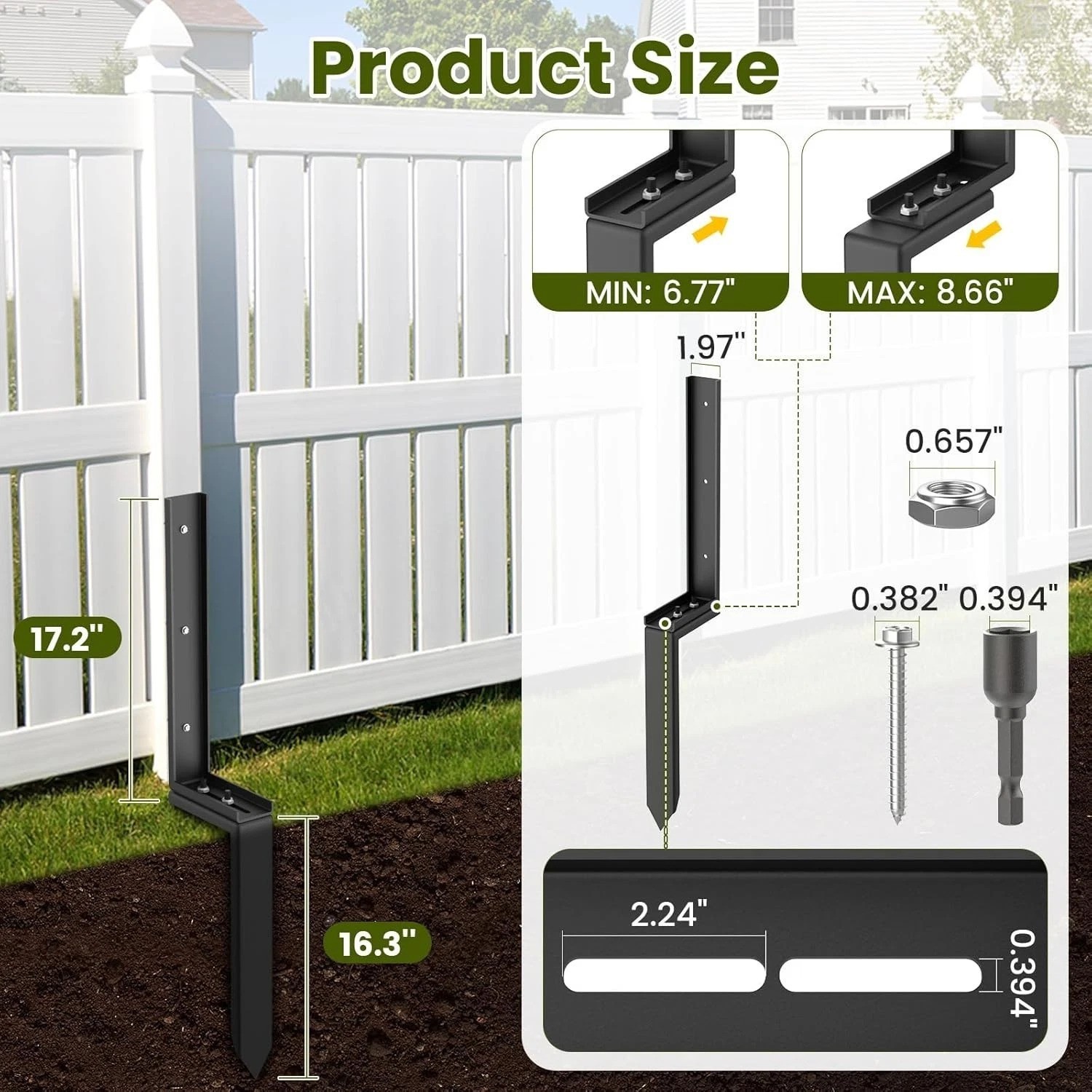Strong and Stable Fence Repair Kit – 4 Rustproof Steel Stakes for Easy Fixes