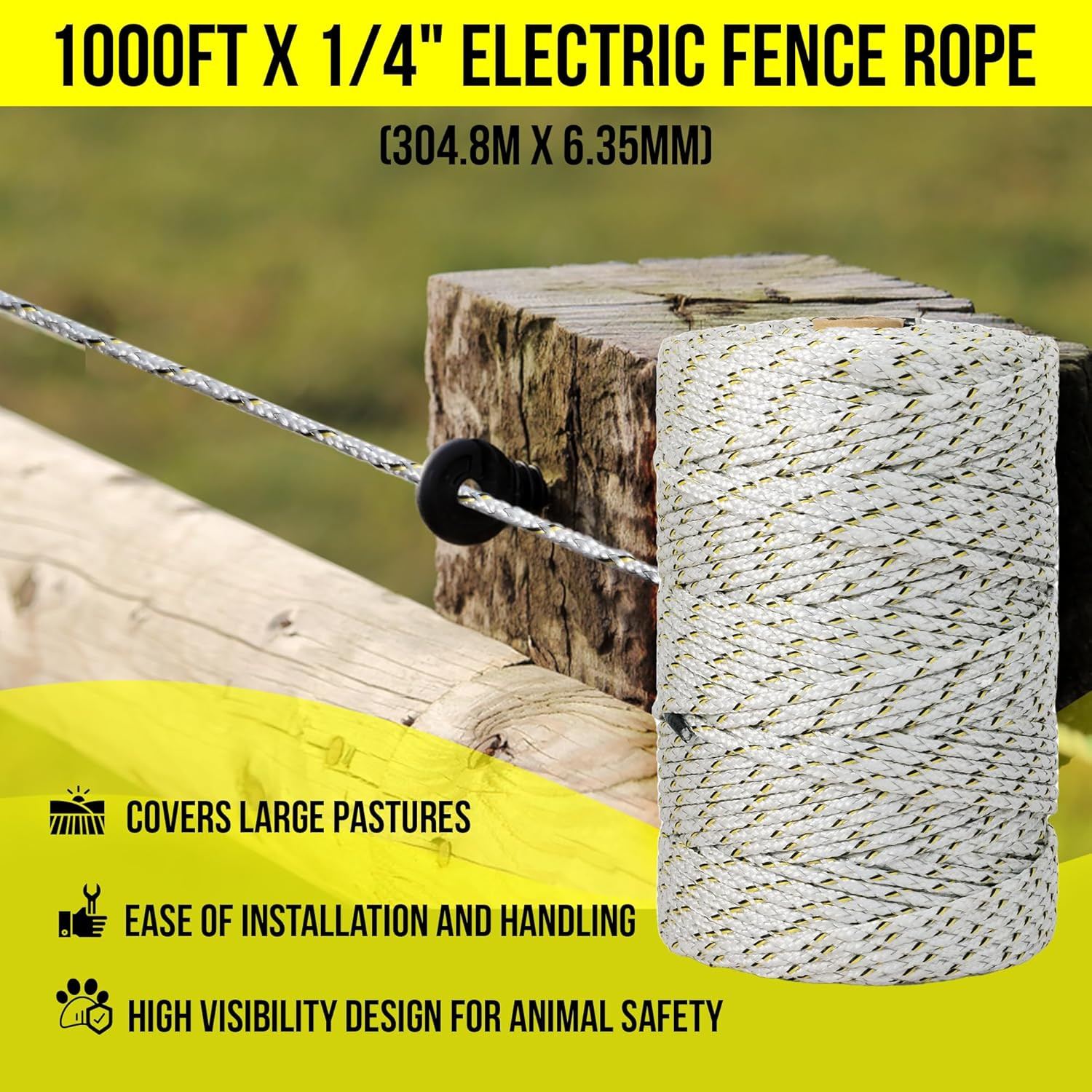 Electric Fence Wire 1000 Ft, 1/4 Inch (6 Mm), Thick & Highly Conductive Tinned C