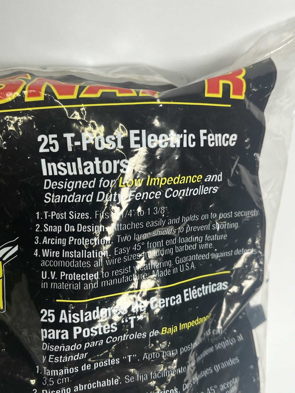Red Snap’r 25 Pack Snap-on T-Post Electric Fence Insulators Black USA Made