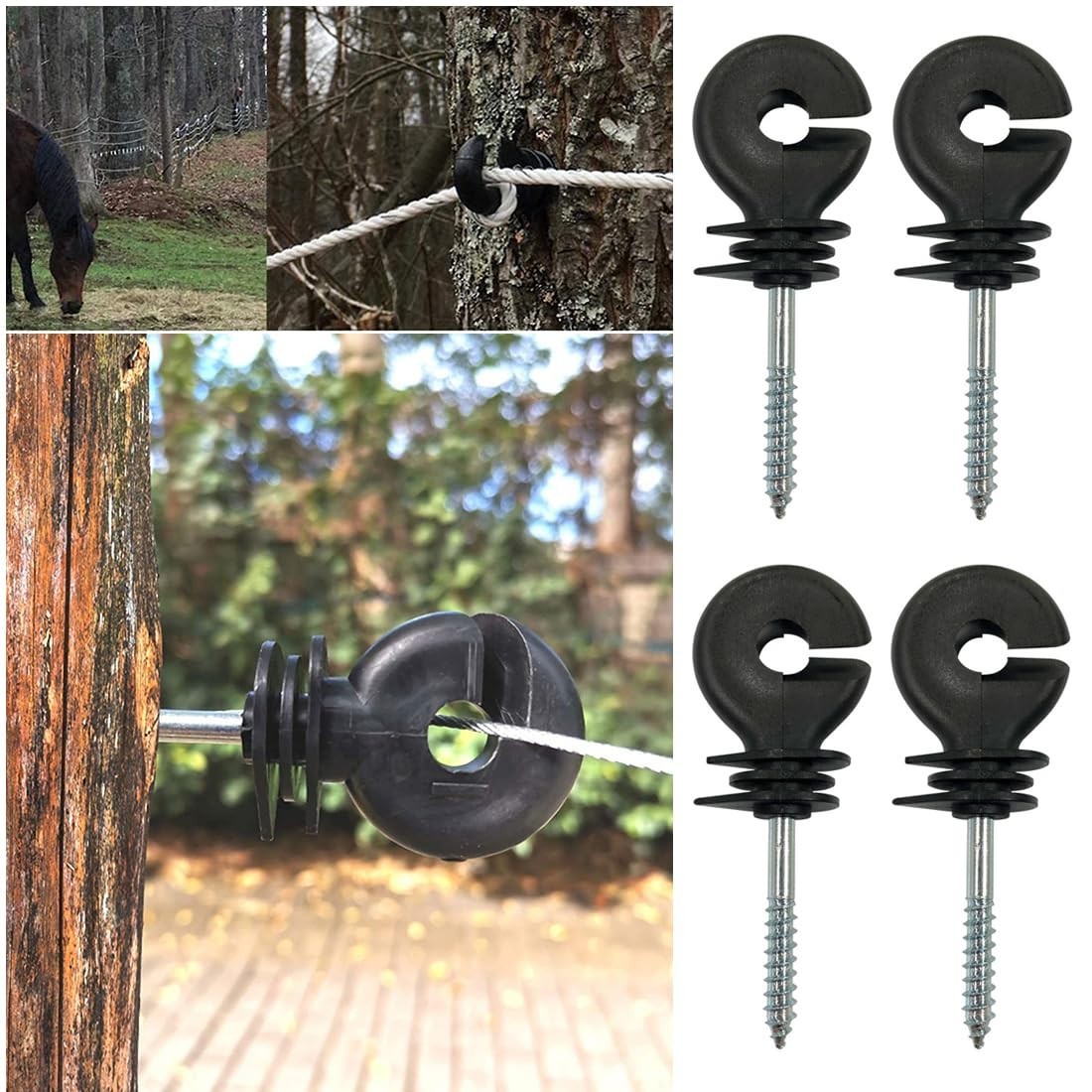 Electric Fence Insulators 15 Pack Screw In Black Ring Holder For Wire Posts Poly
