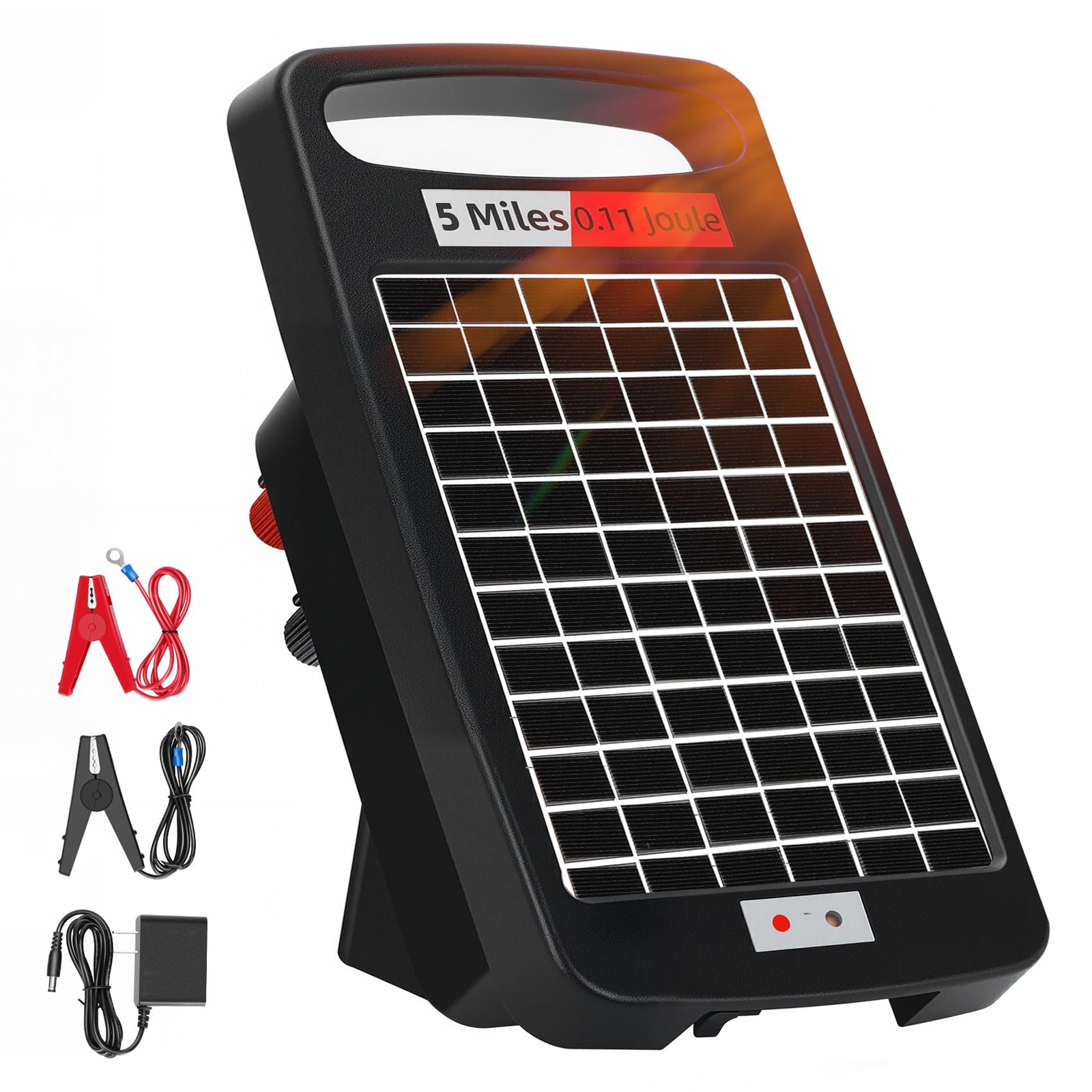 5 Miles Solar Electric Fence Charger,Output 0.11J Electric Fence Charger,24-H…