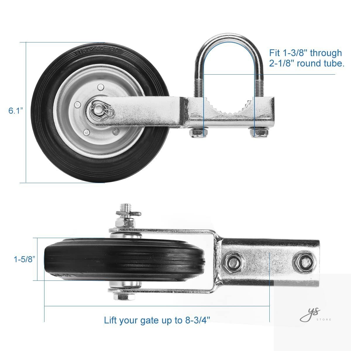 Gate Wheel Supporting Swing Gate with 1-5/8″ Thru 2-1/8″ Gate Frames Gate Suppor