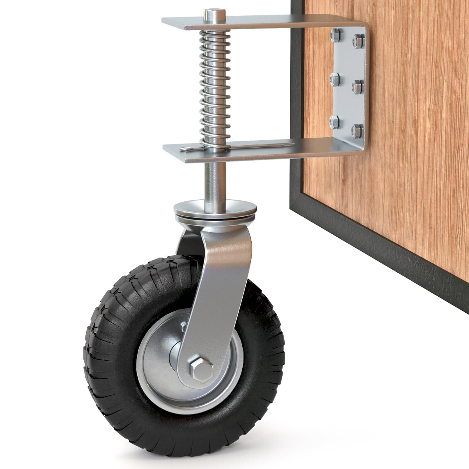 Heavy Duty 8-inch Gate Wheel with Suspension, Flat Free Tire, Supports Up to …