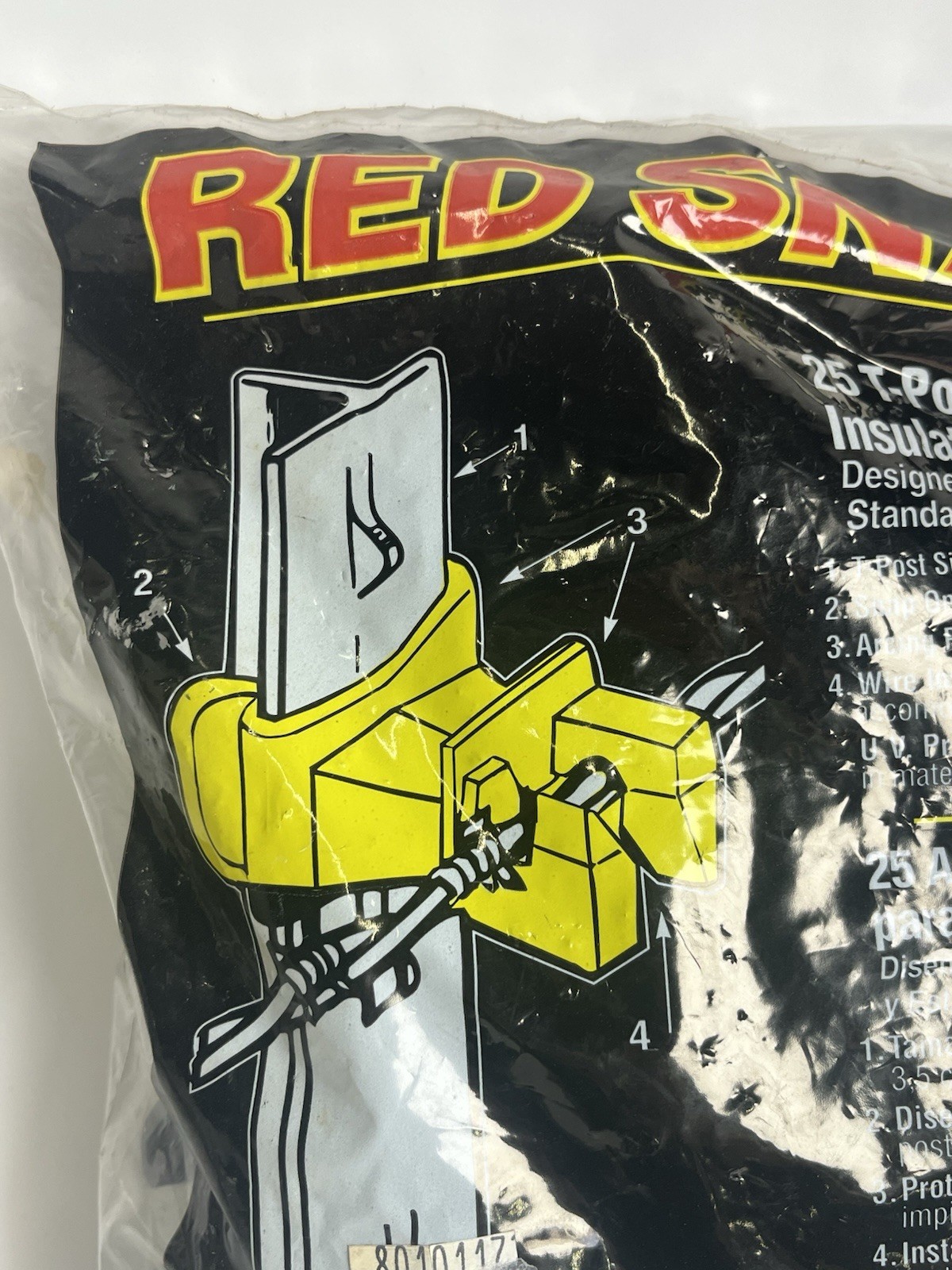 Red Snap’r 25 Pack Snap-on T-Post Electric Fence Insulators Black USA Made