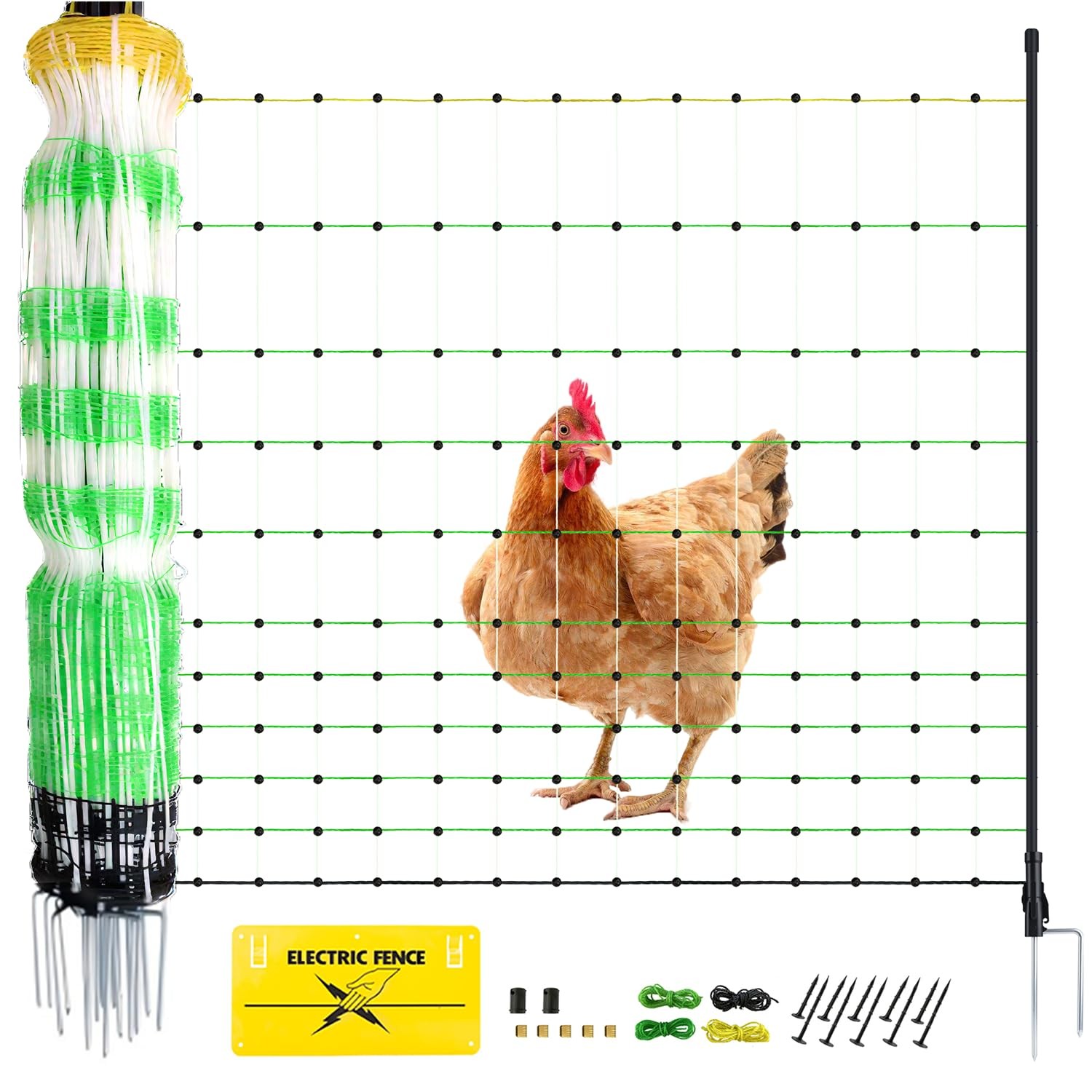 Electric Fence Netting – Chicken Fences for The Yard Semi-Rigid Net for Lives…