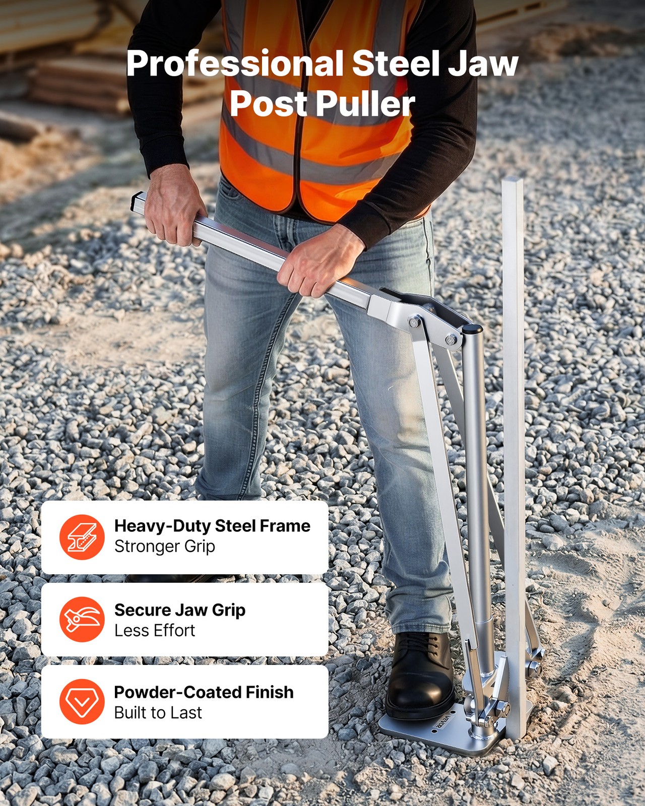 VEVOR T Post Puller Fence Stake and Post Puller 3.54 in Max Clamping Width Jaw
