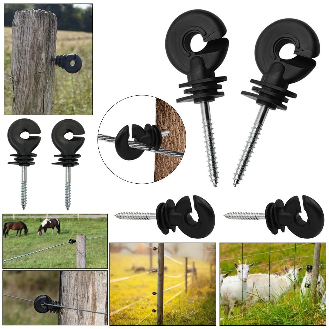15 Pack Electric Fence Insulator Black Screw-in Nail Insulators Fence Post In…