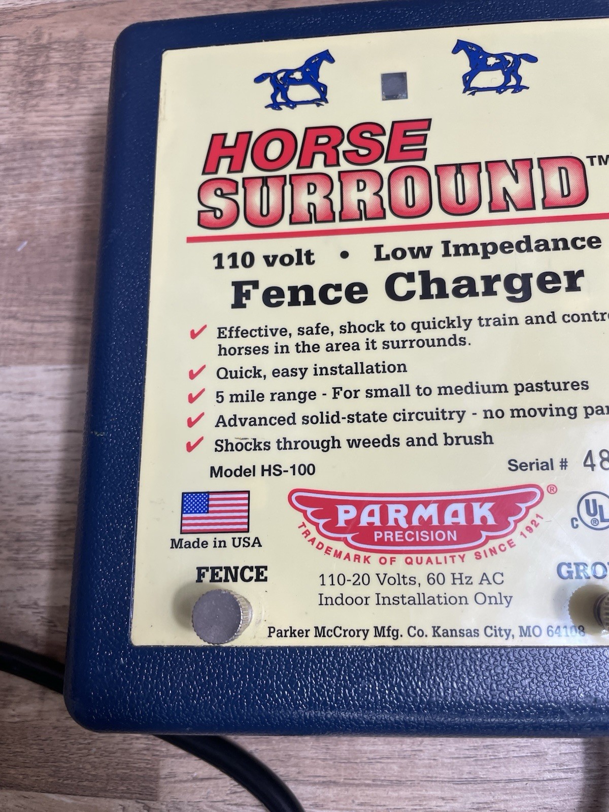 Parmak HS-100 110-20-Volt Horse Surround Low Impedance Electric Fence Charger