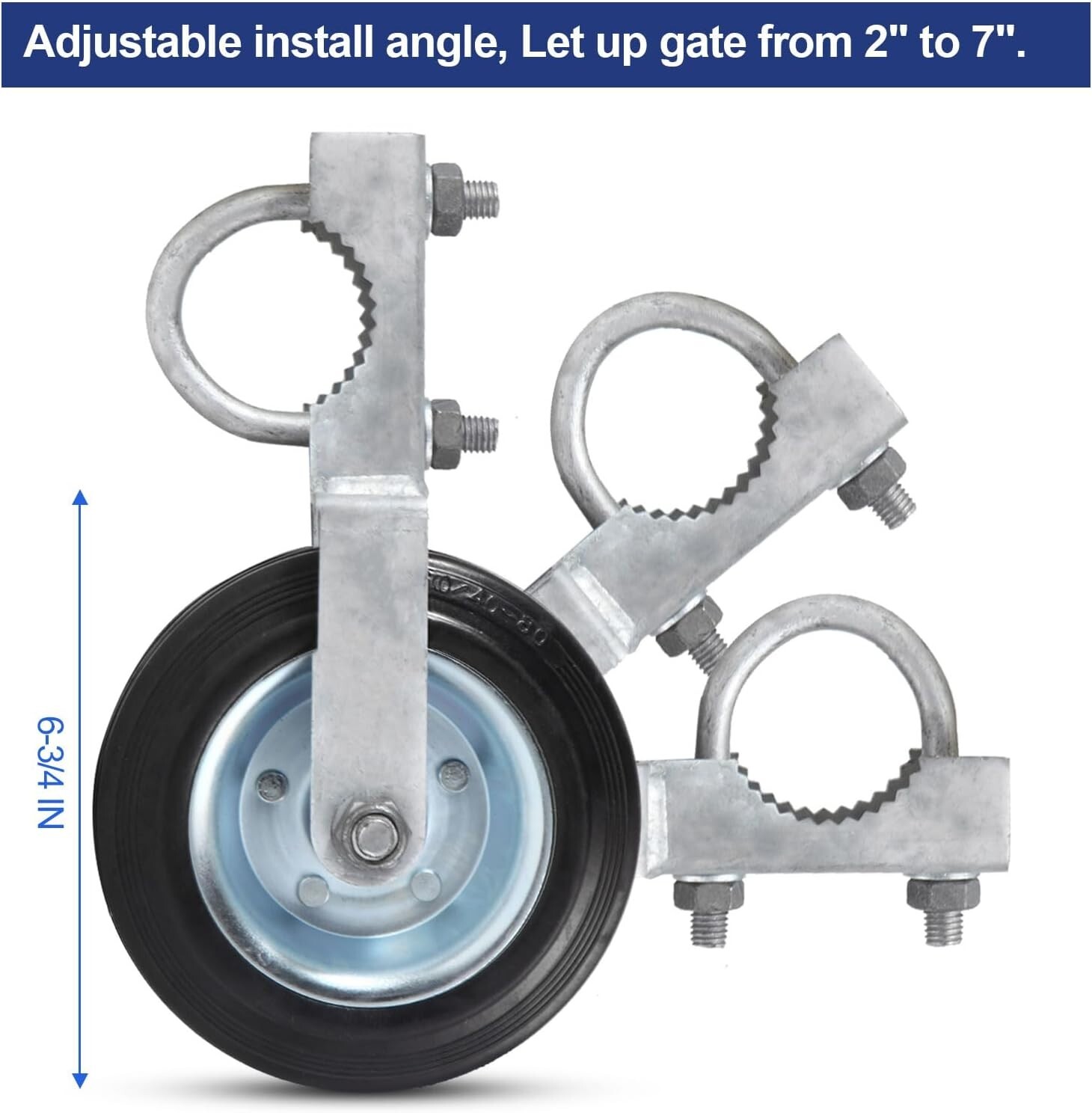 6″ Gate Helper Wheel for Metal Swing Gate with 1-5/8″ Thru 2″ Gate Fames Heavy