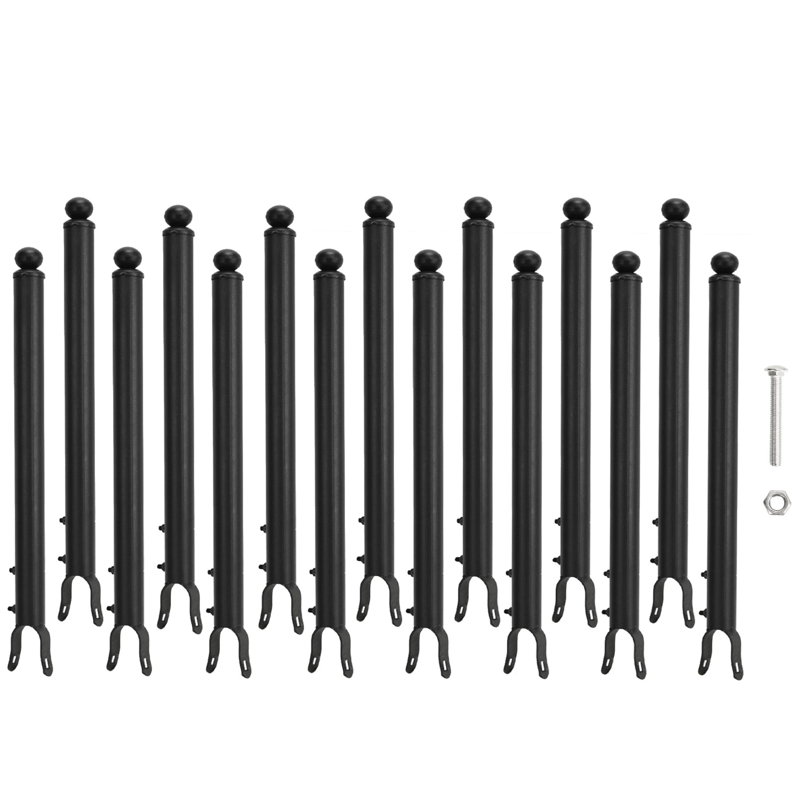 15 24″ Chain Link Fence Extension Posts (Fits 1 3/8″ Top Rail) Black W/ Hardware