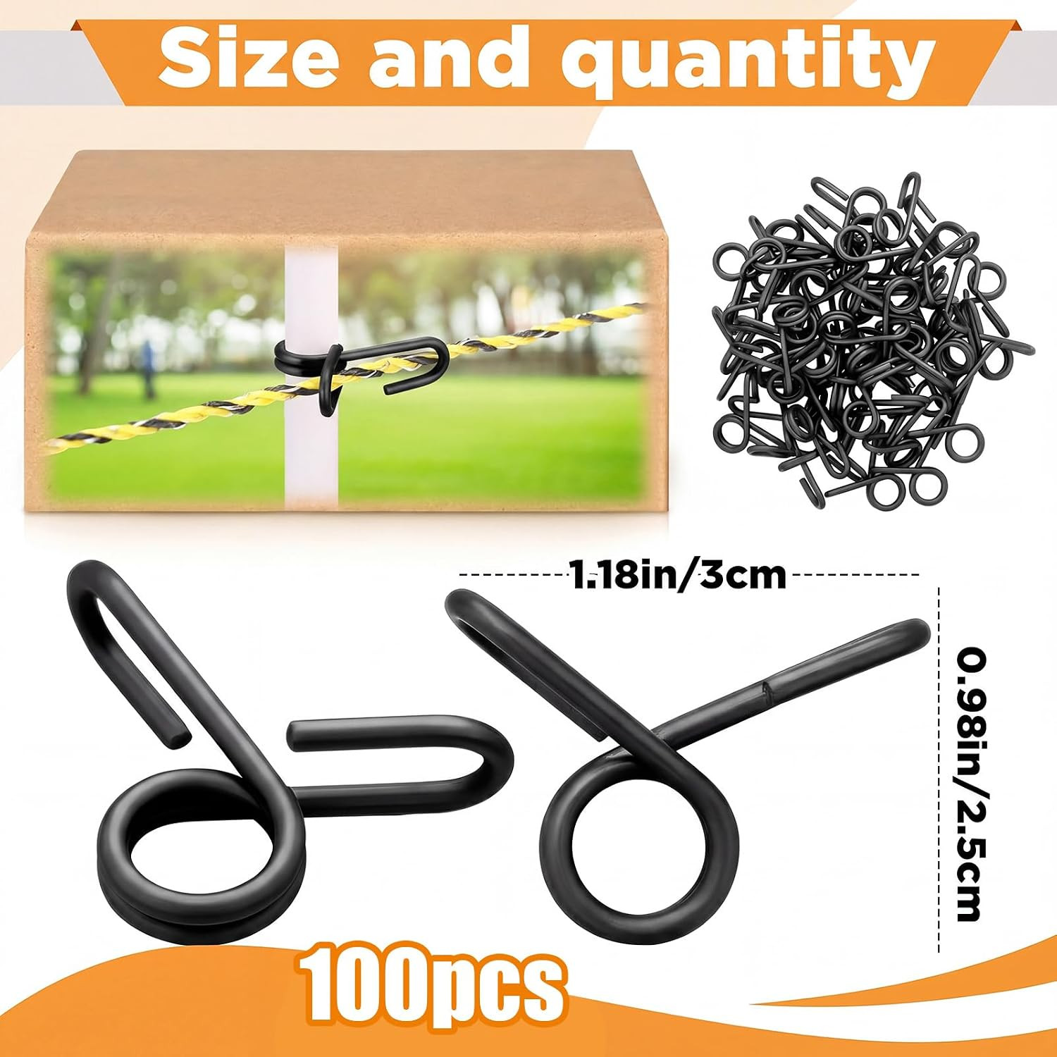 100 Pcs Stainless Steel Fiberglass Fence Post Clip Heavy Duty Wire Fasteners for
